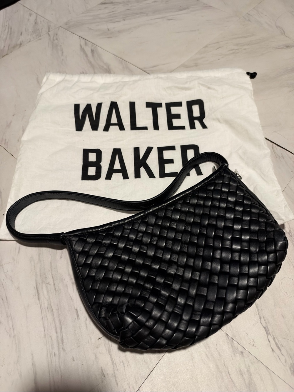 Walter Baker Black Woven Shoulder Bag